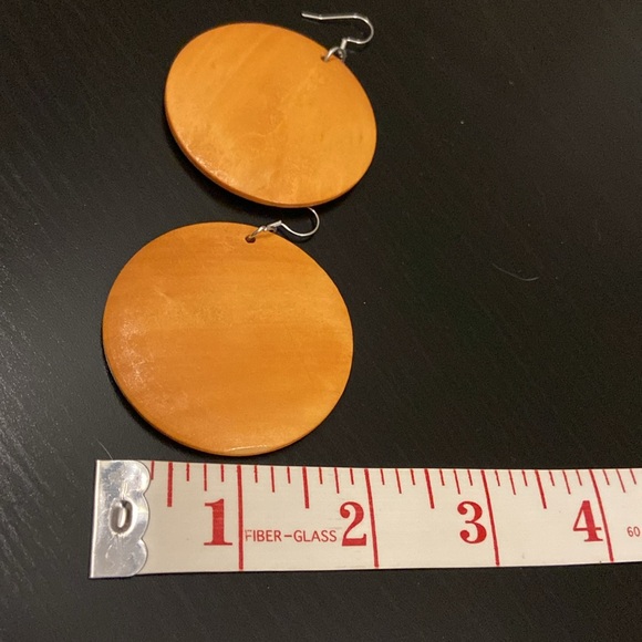 NEW Large circle earrings solid boho round wood disc earrings - Picture 2 of 2